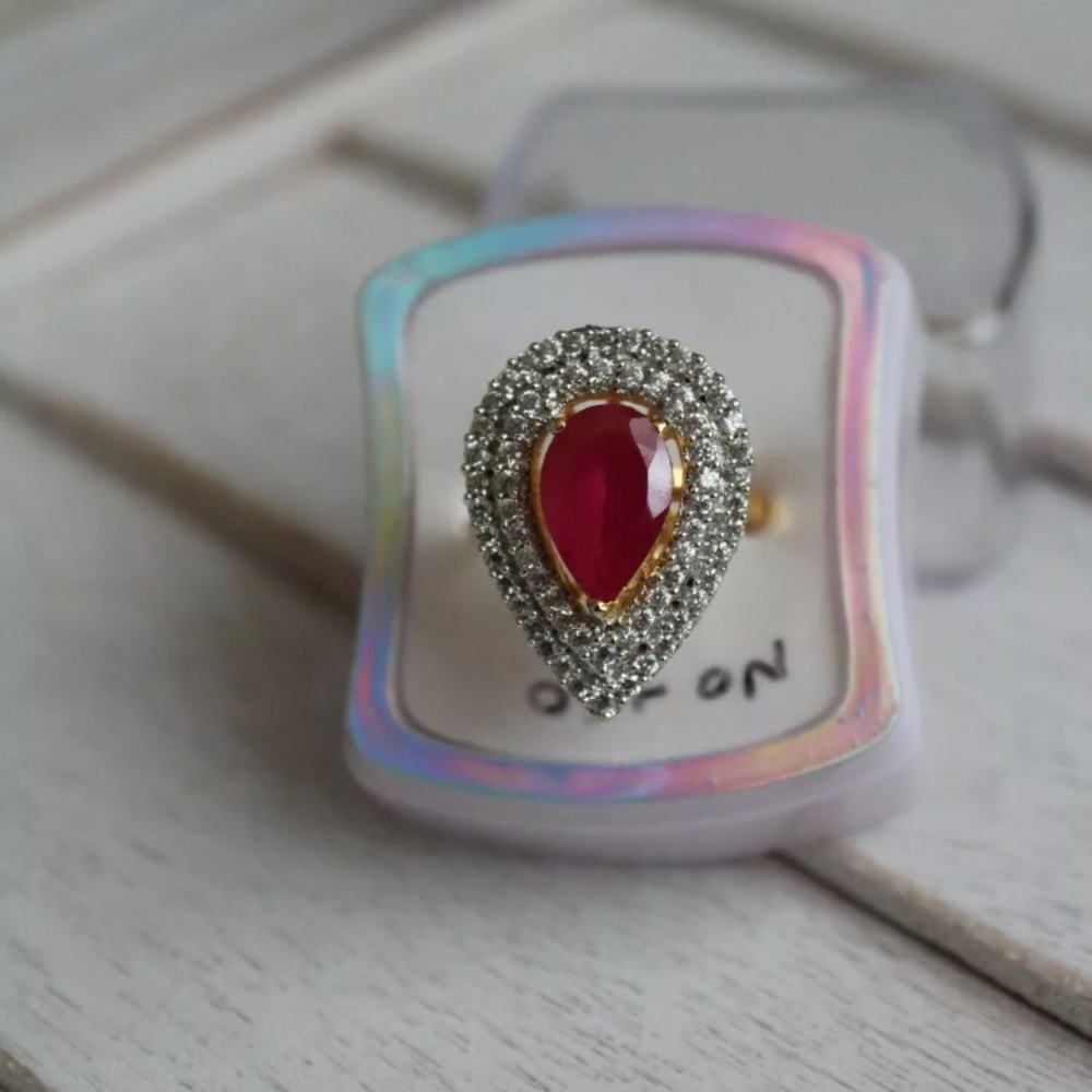 Ruby Diamond look Ring-NEW adjustable